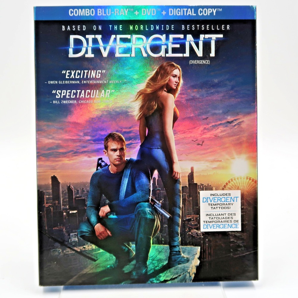 Divergent Blu-ray DVD Combo 2014 Movie Dystopian Sci-Fi E-ONE NTSC Slipcover